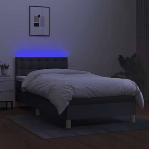 Krevet box spring s madracem LED tamnosivi 90x190 cm tkanina - Tamno siva 90 x 190 cm gumbi Cijena