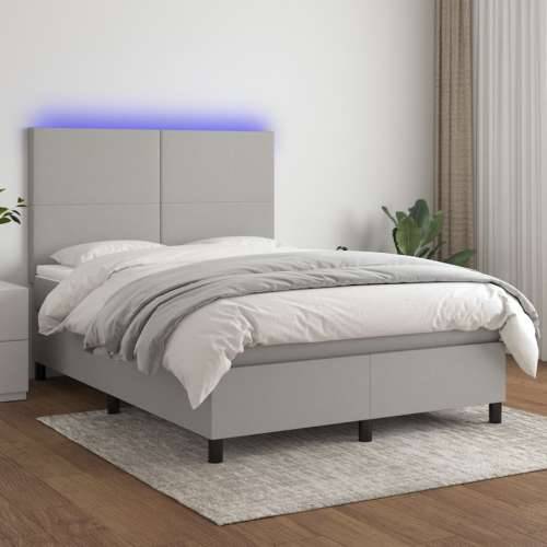Krevet box spring s madracem LED svjetlosivi 140x200 cm tkanina - Svjetlosiva 140 x 200 cm Gladak dizajn Cijena