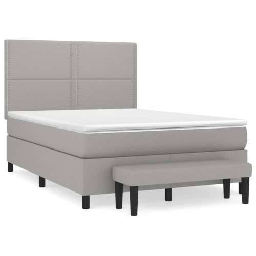 Krevet box spring s madracem svjetlosivi 140x200 cm od tkanine - Svjetlosiva 140 x 200 cm Obično s čavlima Cijena