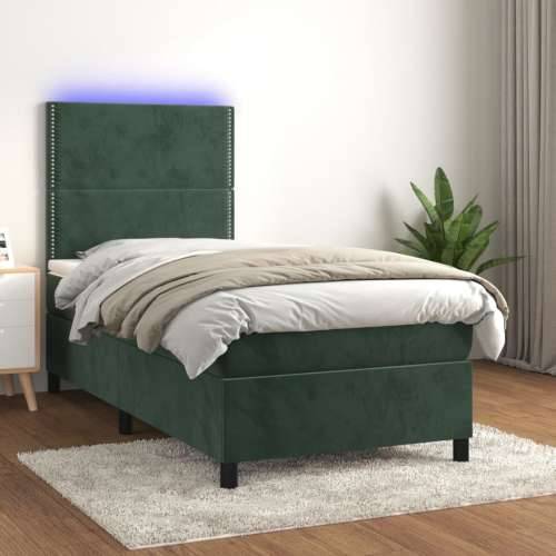 Krevet box spring s madracem LED tamnozeleni 80 x 200 cm baršun - Tamnozelena 80 x 200 cm Obično s čavlima Cijena