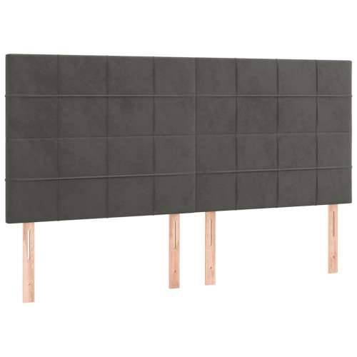 Krevet box spring s madracem LED tamnosivi 160x200 cm baršun - Tamno siva 160 x 200 cm Blok s kvadratima Cijena