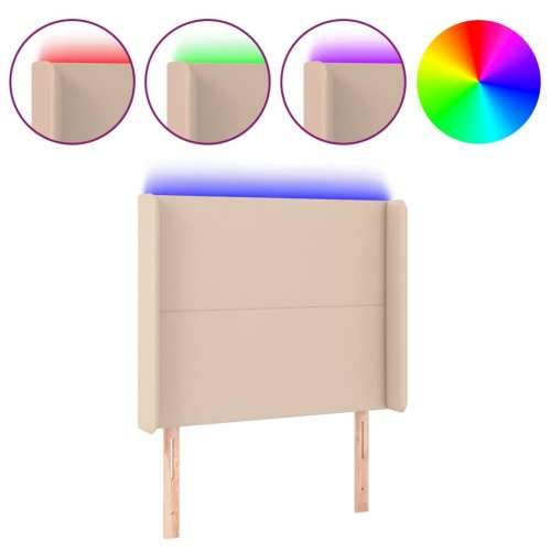 LED uzglavlje boja cappuccina 93x16x118/128 cm od umjetne kože - Boja cappuccina 93 x 16 x 118/128 cm 1 Cijena
