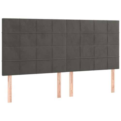 Krevet box spring s madracem LED tamnosivi 180x200 cm baršun - Tamno siva 180 x 200 cm Blok s kvadratima Cijena