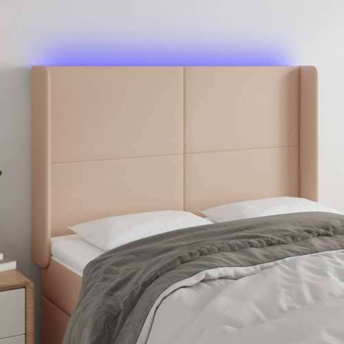 LED uzglavlje boja cappuccina 147x16x118/128cm od umjetna koža - Boja cappuccina 147 x 16 x 118/128 cm 1 Cijena