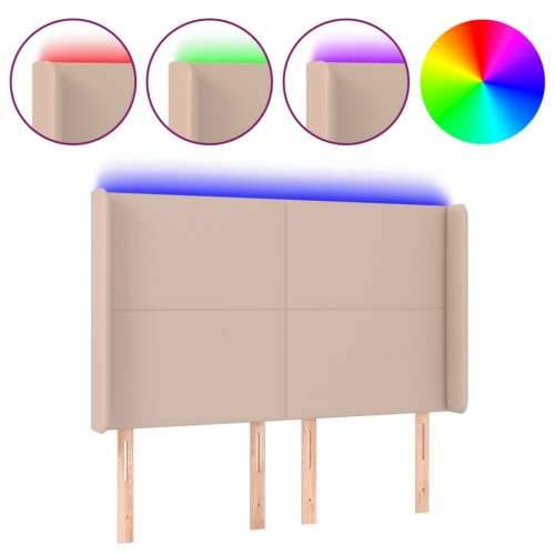 LED uzglavlje boja cappuccina 147x16x118/128cm od umjetna koža - Boja cappuccina 147 x 16 x 118/128 cm 1 Cijena