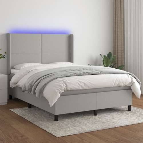 Krevet box spring s madracem LED svjetlosivi 140x200 cm tkanina - Svjetlosiva 140 x 200 cm Gladak dizajn Cijena