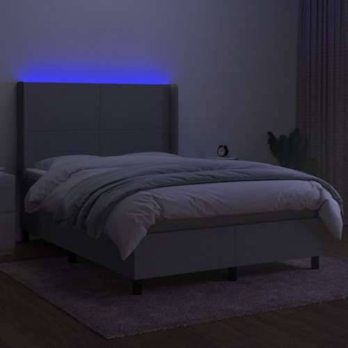Krevet box spring s madracem LED svjetlosivi 140x200 cm tkanina - Svjetlosiva 140 x 200 cm Gladak dizajn Cijena