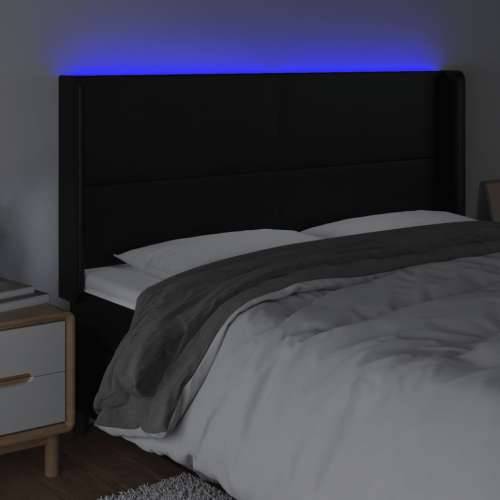 LED uzglavlje crno 183 x 16 x 118/128 cm od umjetna koža - Crna 183 x 16 x 118/128 cm 1 Cijena
