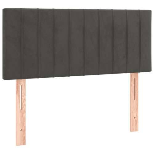 Krevet box spring s madracem LED tamnosivi 100x200 cm baršun - Tamno siva 100 x 200 cm Okomite pruge Cijena
