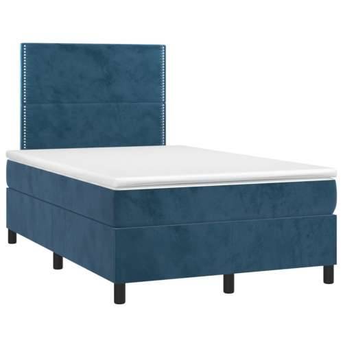 Krevet box spring s madracem LED tamnoplavi 120x200 cm baršun - Tamno plava 120 x 200 cm Obično s čavlima Cijena