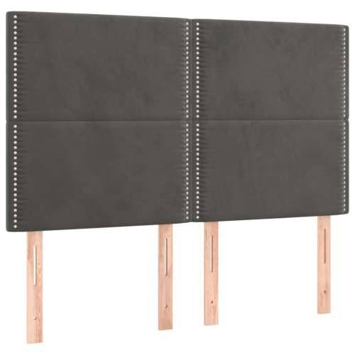 Krevet box spring s madracem LED tamnosivi 140x200 cm baršun - Tamno siva 140 x 200 cm Obično s čavlima Cijena