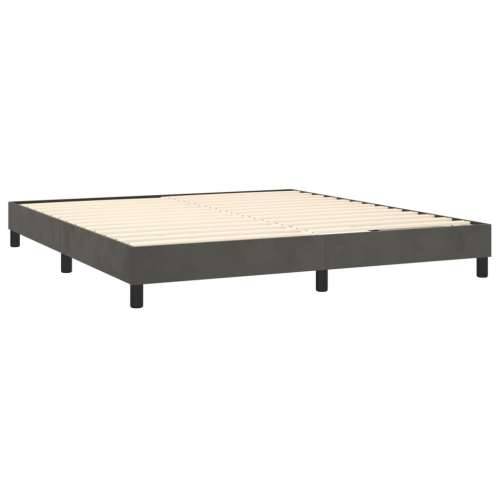 Krevet box spring s madracem LED tamnosivi 160x200 cm baršun - Tamno siva 160 x 200 cm Obično s čavlima Cijena