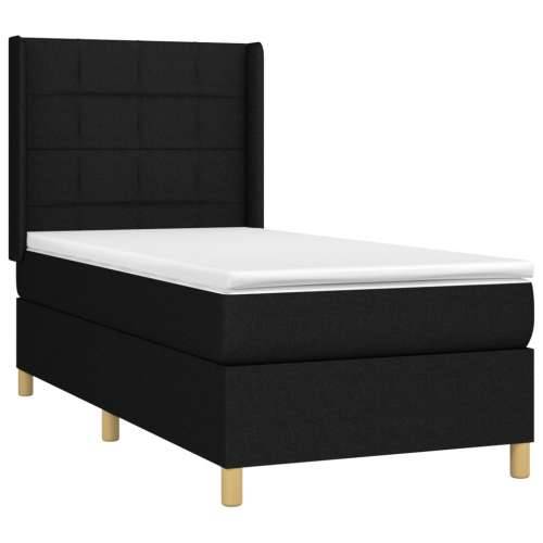 Krevet box spring s madracem LED crni 100x200 cm od tkanine - Crna 100 x 200 cm Blok s kvadratima Cijena