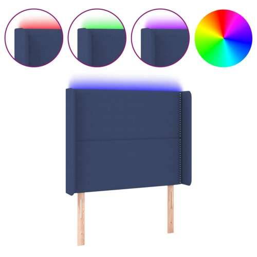 LED uzglavlje plavo 103 x 16 x 118/128 cm od tkanine - Plava 103 x 16 x 118/128 cm 1 Cijena