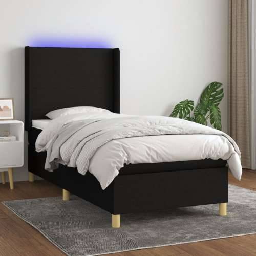 Krevet box spring s madracem LED crni 80 x 200 cm od tkanine - Crna 80 x 200 cm Gladak dizajn Cijena