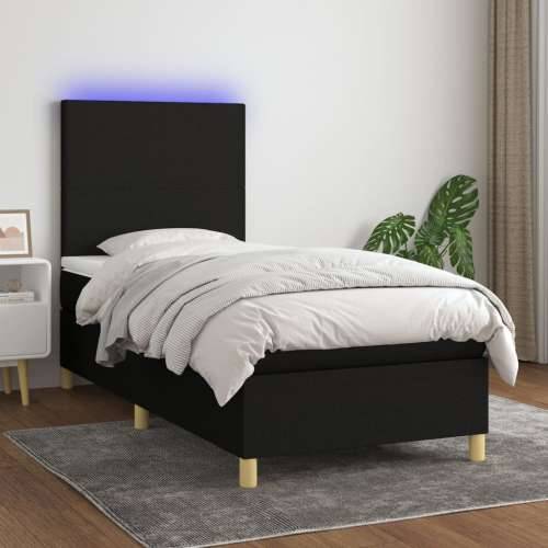 Krevet box spring s madracem LED crni 100x200 cm od tkanine - Crna 100 x 200 cm Gladak dizajn Cijena