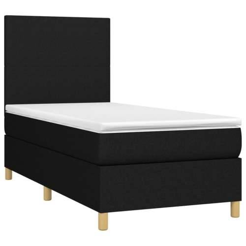 Krevet box spring s madracem LED crni 100x200 cm od tkanine - Crna 100 x 200 cm Gladak dizajn Cijena