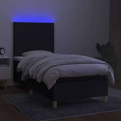 Krevet box spring s madracem LED crni 100x200 cm od tkanine - Crna 100 x 200 cm Gladak dizajn Cijena