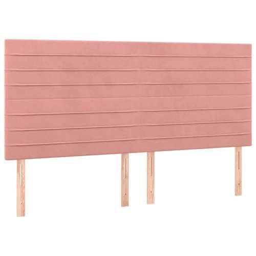 Krevet box spring s madracem LED ružičasti 160x200cm baršunasti - Ružičasta 160 x 200 cm vodoravne pruge Cijena