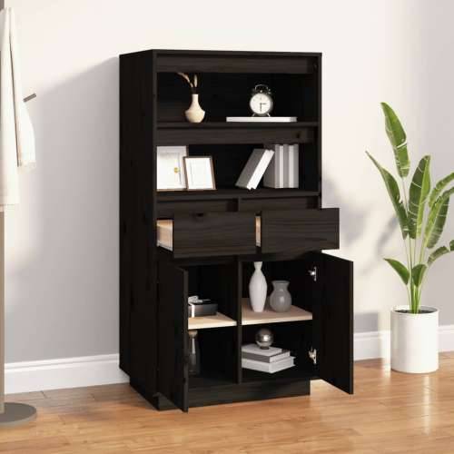 Visoka komoda crna 60 x 40 x 116,5 cm od masivne borovine - Crna 1 Cijena