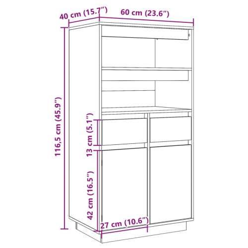 Visoka komoda crna 60 x 40 x 116,5 cm od masivne borovine - Crna 1 Cijena
