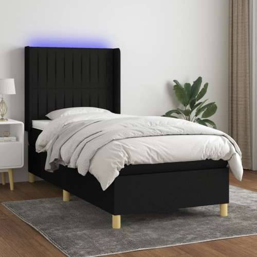 Krevet box spring s madracem LED crni 100x200 cm od tkanine - Crna 100 x 200 cm Okomite pruge Cijena