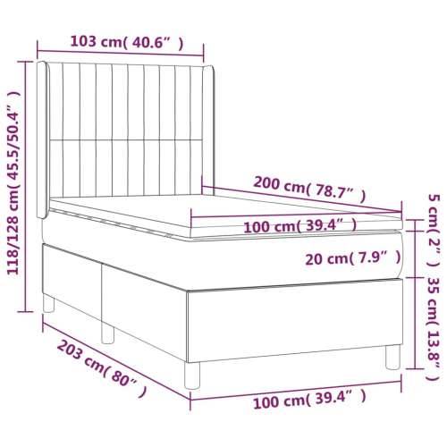 Krevet box spring s madracem LED crni 100x200 cm od tkanine - Crna 100 x 200 cm Okomite pruge Cijena