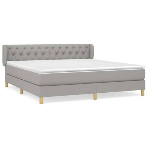 Krevet box spring s madracem svjetlosiva 160x200 cm tkanina - Svjetlosiva 160 x 200 cm Dizajn s gumbima Cijena