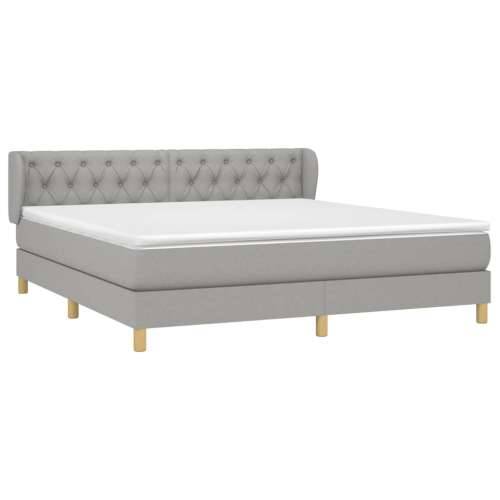 Krevet box spring s madracem svjetlosiva 160x200 cm tkanina - Svjetlosiva 160 x 200 cm Dizajn s gumbima Cijena