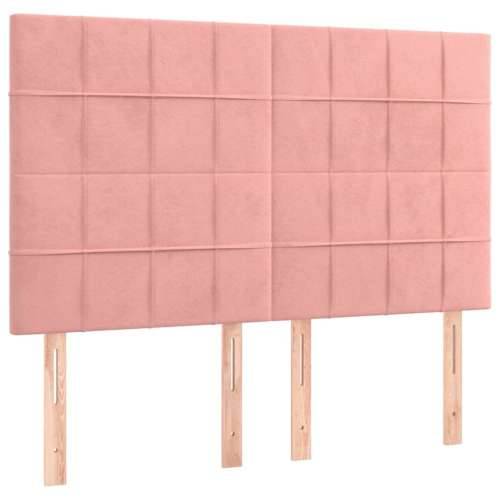 Krevet box spring s madracem LED ružičasti 140x200cm baršunasti - Ružičasta 140 x 200 cm Blok s kvadratima Cijena