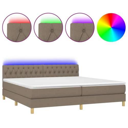 Krevet box spring s madracem LED smeđesivi 200x200 cm tkanina - Sivo-smeđa 200 x 200 cm Dizajn s gumbima Cijena