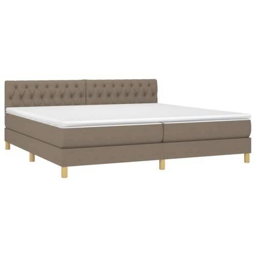 Krevet box spring s madracem LED smeđesivi 200x200 cm tkanina - Sivo-smeđa 200 x 200 cm Dizajn s gumbima Cijena