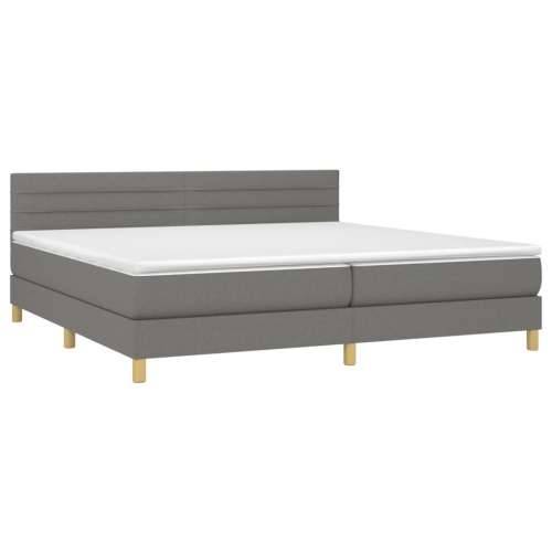 Krevet box spring s madracem LED tamnosivi 200x200 cm tkanina - Tamno siva 200 x 200 cm vodoravne pruge Cijena