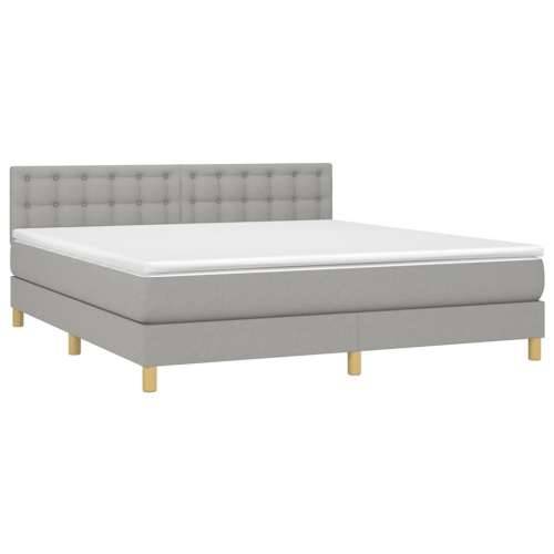 Krevet box spring s madracem LED svjetlosivi 160x200 cm tkanina - Svjetlosiva 160 x 200 cm gumbi Cijena
