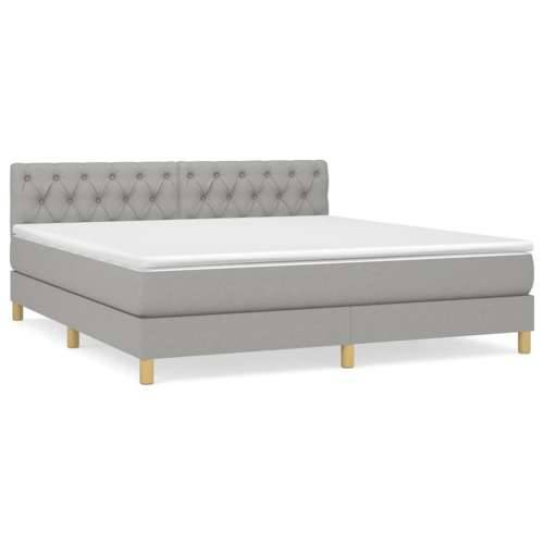 Krevet box spring s madracem svjetlosiva 160x200 cm tkanina - Svjetlosiva 160 x 200 cm Dizajn s gumbima Cijena