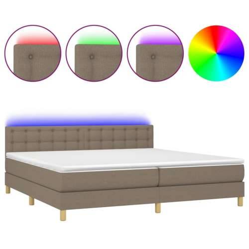 Krevet box spring s madracem LED smeđesivi 200x200 cm tkanina - Sivo-smeđa 200 x 200 cm gumbi Cijena