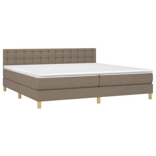 Krevet box spring s madracem LED smeđesivi 200x200 cm tkanina - Sivo-smeđa 200 x 200 cm gumbi Cijena