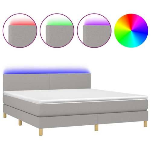 Krevet box spring s madracem LED svjetlosivi 160x200 cm tkanina - Svjetlosiva 160 x 200 cm Gladak dizajn Cijena