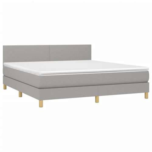 Krevet box spring s madracem LED svjetlosivi 160x200 cm tkanina - Svjetlosiva 160 x 200 cm Gladak dizajn Cijena