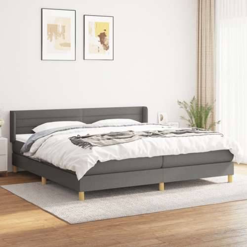 Krevet s oprugama i madracem tamnosivi 200 x 200 cm od tkanine - Tamno siva 200 x 200 cm vodoravne pruge Cijena