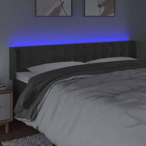 LED uzglavlje tamnosivo 203x16x78/88 cm baršunasto - Tamno siva 203 x 16 x 78/88 cm 1 Cijena