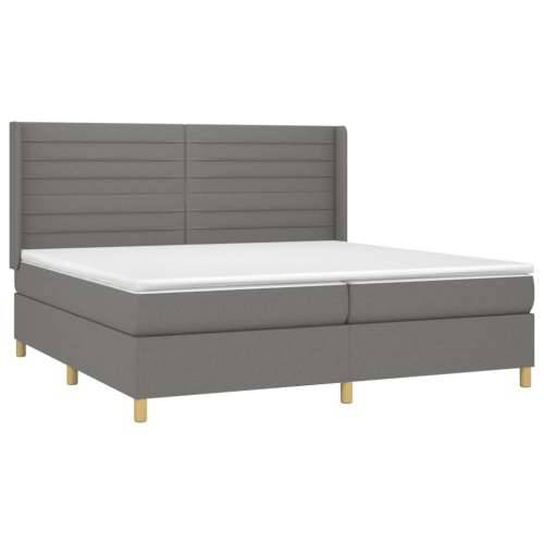 Krevet box spring s madracem LED tamnosivi 200x200 cm tkanina - Tamno siva 200 x 200 cm vodoravne pruge Cijena