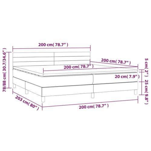 Krevet s oprugama i madracem tamnosivi 200 x 200 cm od tkanine - Tamno siva 200 x 200 cm vodoravne pruge Cijena