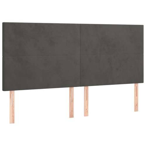 Krevet box spring s madracem LED tamnosivi 180x200 cm baršun - Tamno siva 180 x 200 cm Gladak dizajn Cijena