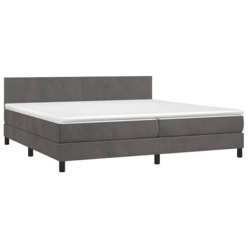 Krevet box spring s madracem LED tamnosivi 200x200 cm baršun - Tamno siva 200 x 200 cm Gladak dizajn Cijena