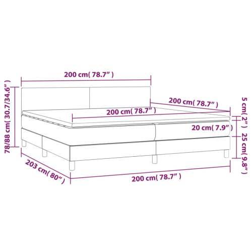 Krevet box spring s madracem LED tamnosivi 200x200 cm baršun - Tamno siva 200 x 200 cm Gladak dizajn Cijena