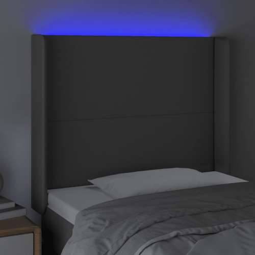 LED uzglavlje sivo 93x16x118/128 cm od umjetne kože - Siva 93 x 16 x 118/128 cm 1 Cijena