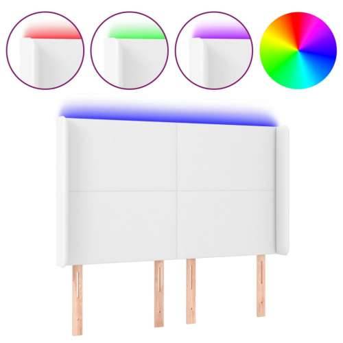 LED uzglavlje bijelo 147x16x118/128 cm od umjetne kože - Bijela 147 x 16 x 118/128 cm 1 Cijena