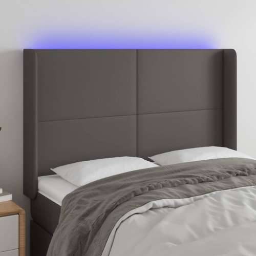 LED uzglavlje sivo 147x16x118/128 cm od umjetne kože - Siva 147 x 16 x 118/128 cm 1 Cijena