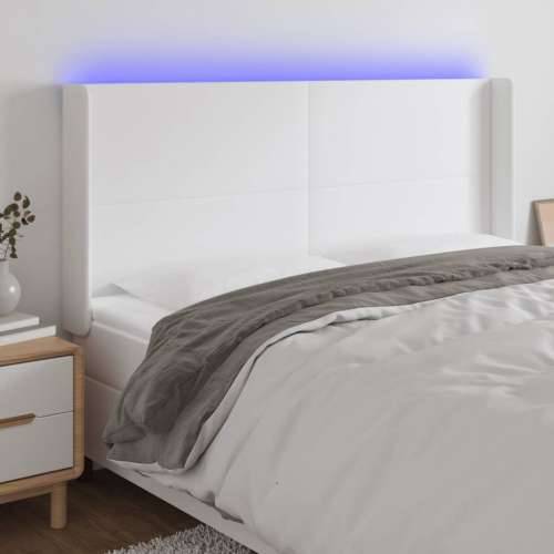 LED uzglavlje bijelo 203x16x118/128 cm od umjetne kože - Bijela 203 x 16 x 118/128 cm 1 Cijena